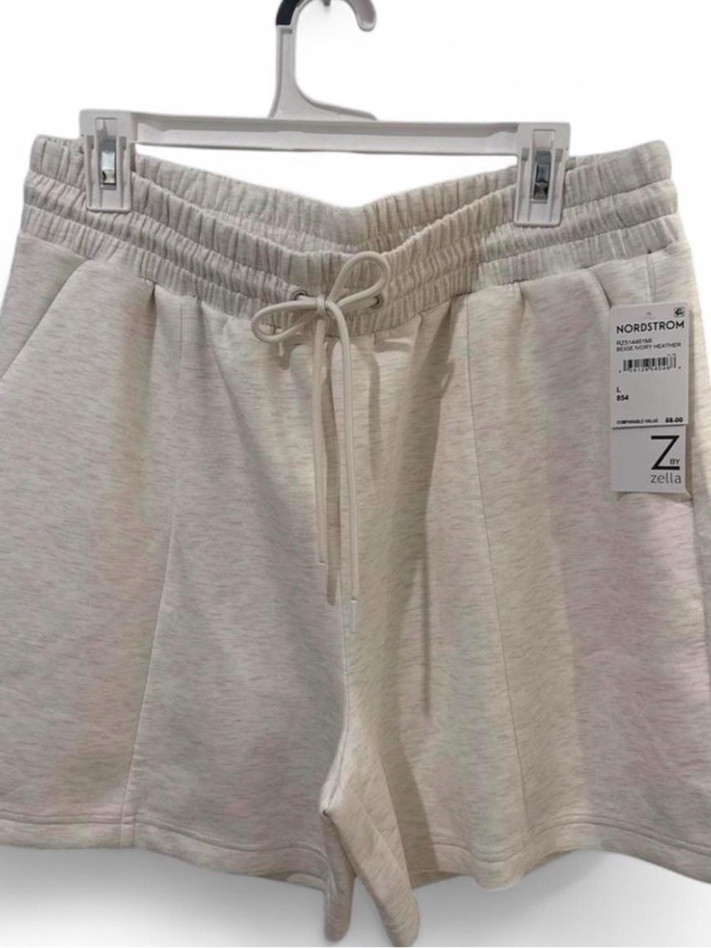 Zella Light Cream Pull‑Tie Athletic Shorts
